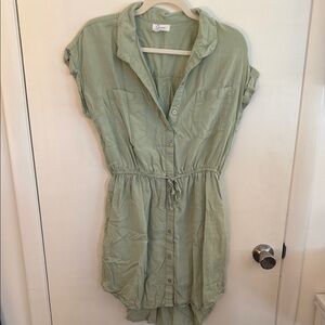 Green Button-Up Shirt Dress